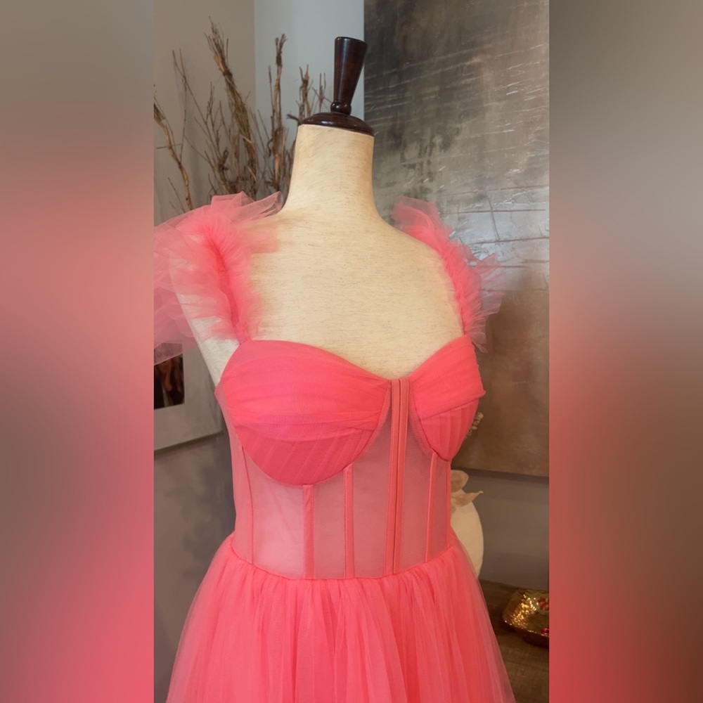 NWT Ava Gowns ‘Mia dress’ coral pink tulle corset dress size 10 - Picture 8 of 15